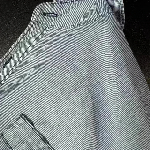 Michael Brandon Mens Button Front Shirt Gray Blue Pin Dot Short Sleeve Pocket L - Picture 7 of 7